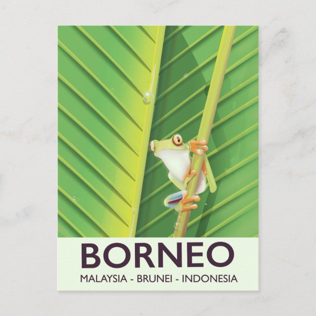 Borneo Giison Frosch Reiseplakat Postkarte (Vorderseite)