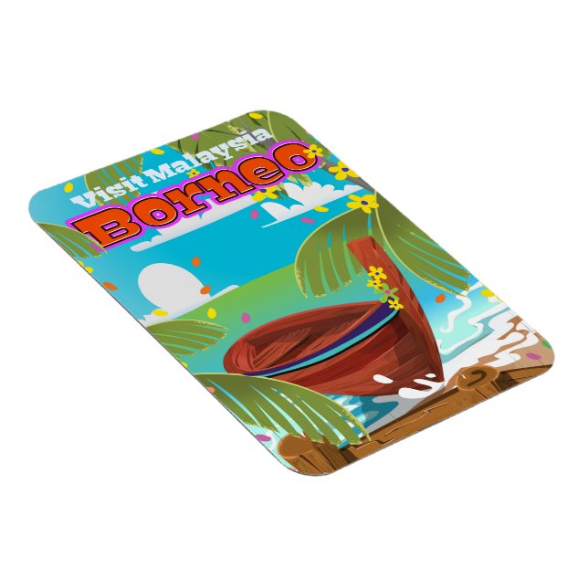 Borneo Island Reiseplakat. Magnet (Rechte Seite)