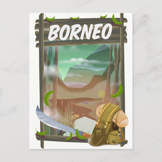 Borneo Jungle Reiseplakat Postkarte (Vorderseite)