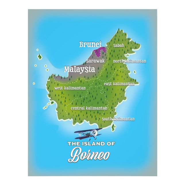 Borneo Map Fotodruck (Vorne)