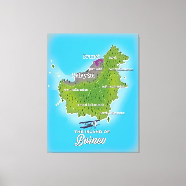 Borneo Map Leinwanddruck (Vorderseite)
