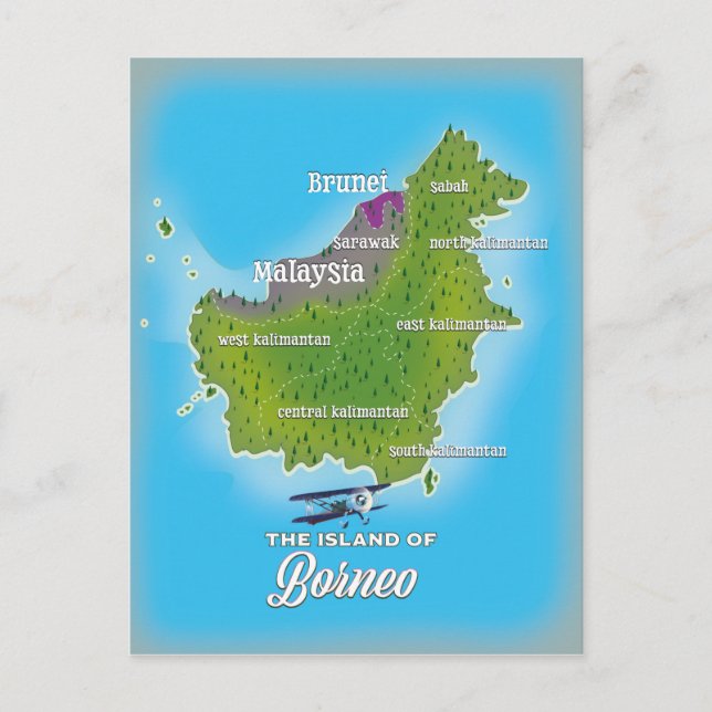 Borneo Map Postkarte (Vorderseite)