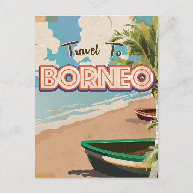 Borneo Vintage Reise Poster Kunst. Postkarte (Vorderseite)