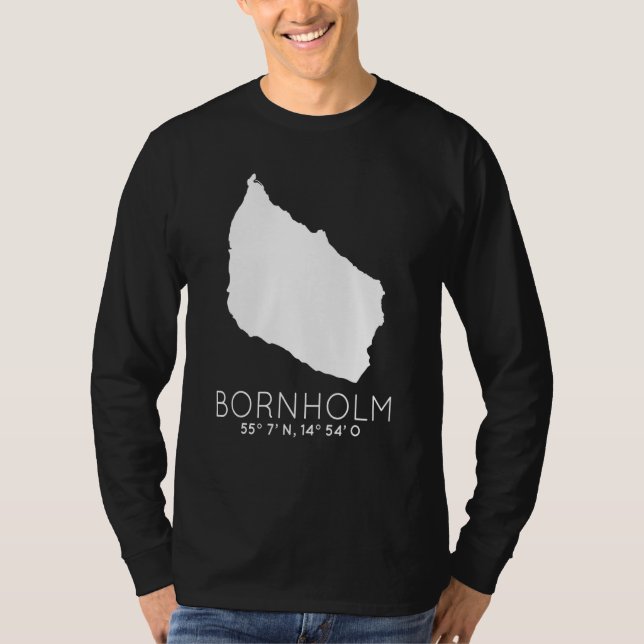 Bornholm Denmark Island Coordinates Dansk Card T-Shirt (Vorderseite)