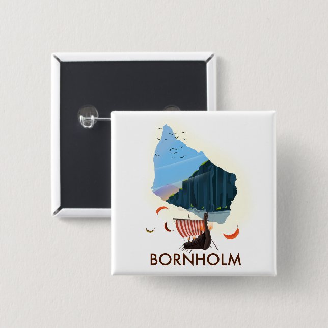 Bornholm Island Viking Map Button (Vorne & Hinten)