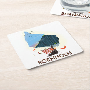 Bornholm Island Viking Map Rechteckiger Pappuntersetzer