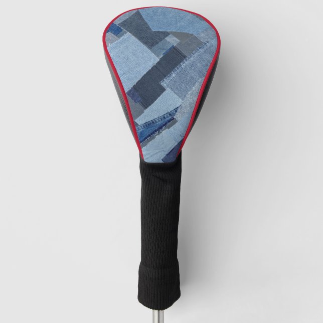 Boro Boro Blue Jean Patchwork Denim Shibori Golf Headcover (Vorderseite)