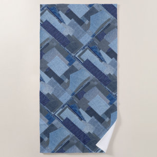 Boro Boro Blue Jean Patchwork Denim Shibori Strandtuch