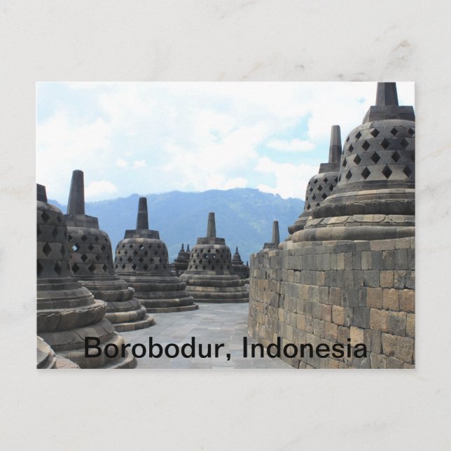Borobodur Budhist Temple, Indonesien Postkarte (Vorderseite)