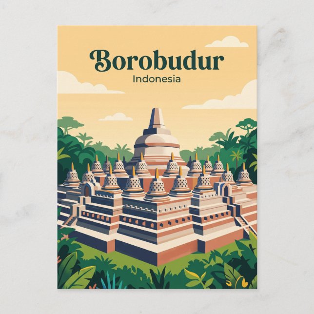 Borobudur Indonesien Postkarte (Vorderseite)