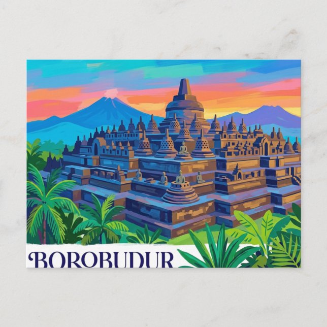 Borobudur-Tempel Indonesien Postkarte (Vorderseite)