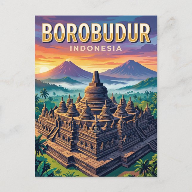 Borobudur-Tempel Indonesien Postkarte (Vorderseite)