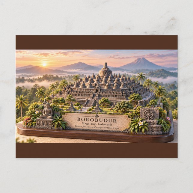 Borobudur-Tempel  Postkarte (Vorderseite)