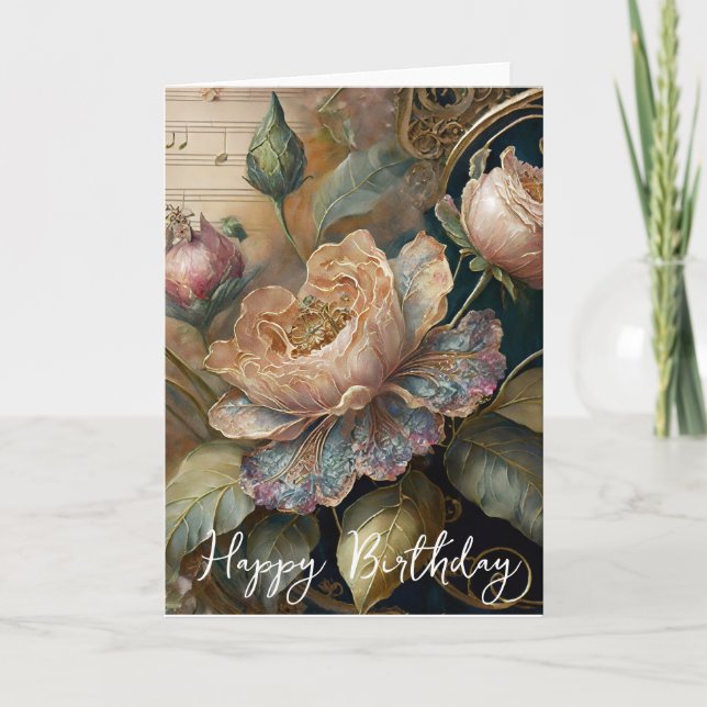 Boroke Blume Geburtstag Karte (Vorderseite)