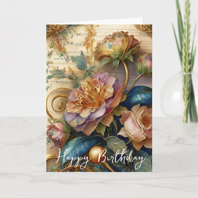 Boroke Blume Geburtstag Karte (Vorderseite)