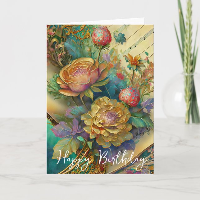 Boroke Blume Geburtstag Karte (Vorderseite)
