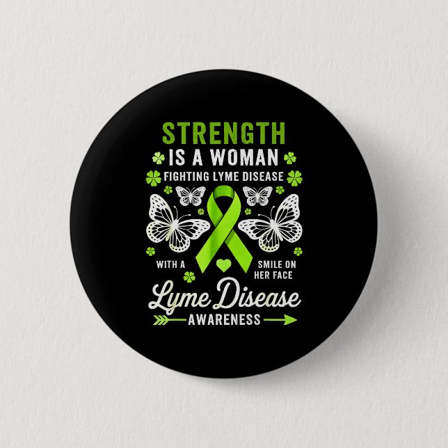 Borreliose-Bewusstsein Frauen Schmetterling Borrel Button (Vorderseite)