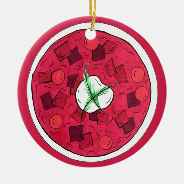Borscht Eastern European Red Beet Beet Soup Keramik Ornament (Vorne)