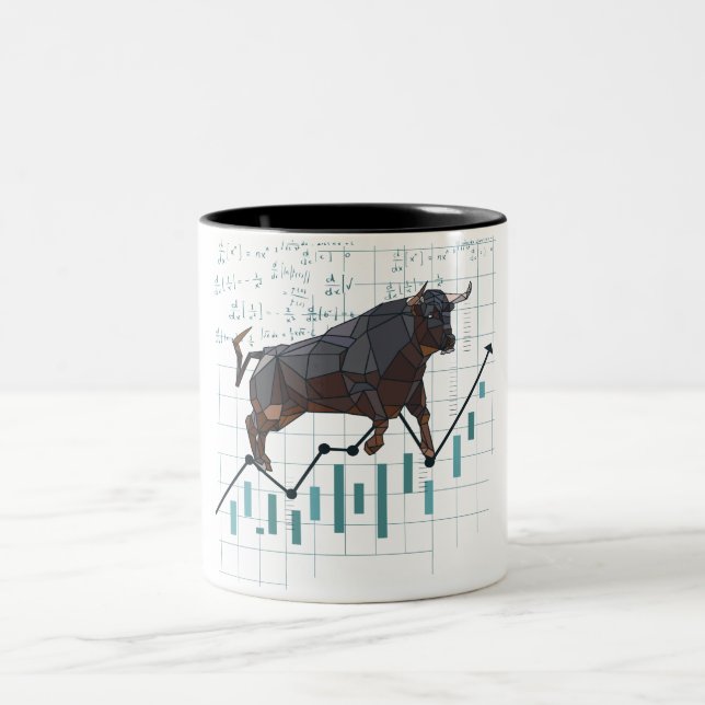 Börsenbullischer Trend Zweifarbige Tasse (Mittel)