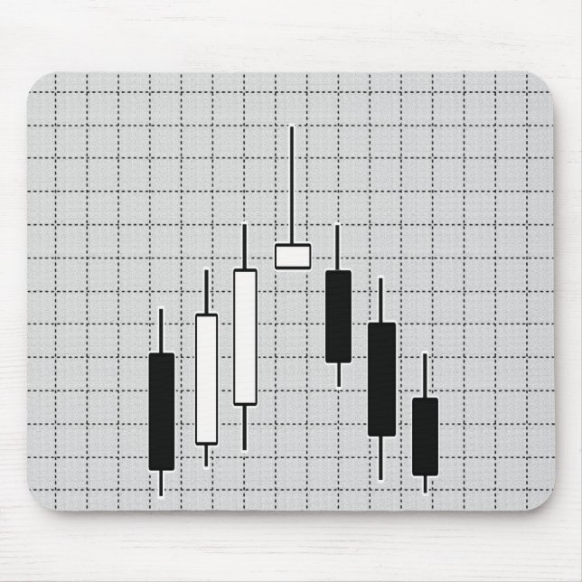 Börsendiagramm Schwarz/Weiß Mousepad (Vorne)