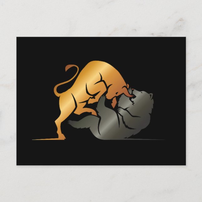 Börsenhandel für Bull- und Bärenmärkte Postkarte (Vorderseite)