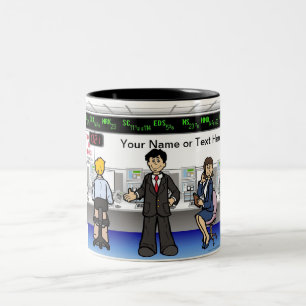 Börsenmakler - Männlicher Cartoon von Printed Perf Zweifarbige Tasse