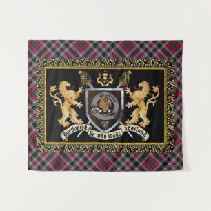 Borthwick Clan Abzeichen & Motto mit Löwen Wandteppich