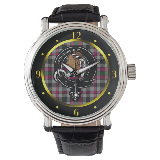 Borthwick Clan Abzeichen & Tartan Armbanduhr (Vorderseite)