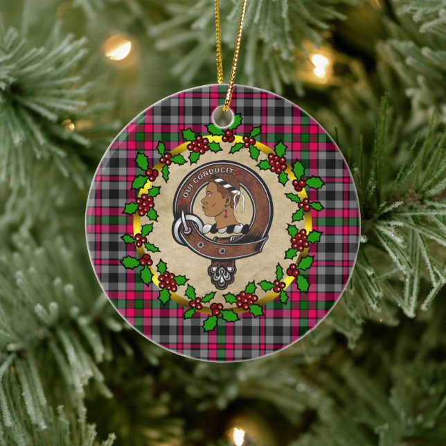 Borthwick Clan Abzeichen & Tartan Personalisierte  Keramik Ornament (Baum)