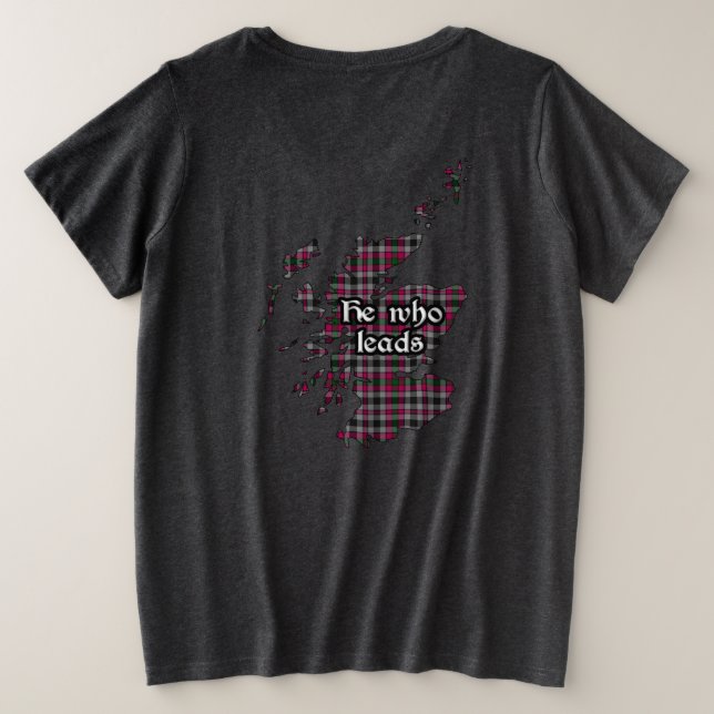 Borthwick Clan Abzeichen und Tartan Women's Große Größe T-Shirt (Design Rückseite)