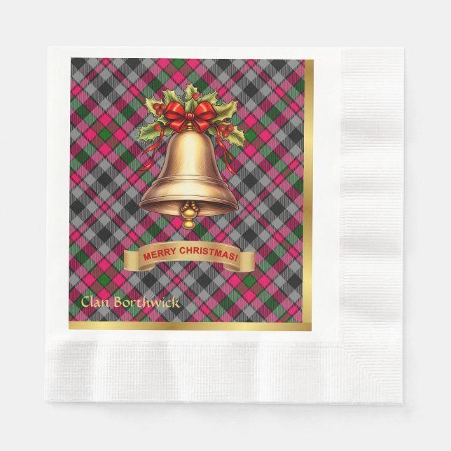 Borthwick Personalisiert Tartan Christmas Serviette (Vorderseite)