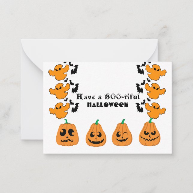 BORY Halloween Ghost Ghouls Spooky Funky Niedlich Mitteilungskarte (Vorderseite)