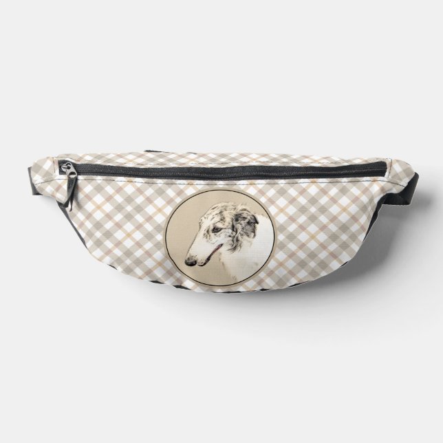 Borzoi Argent Brindle Peinture Wolfhound Chien Art (Poser)