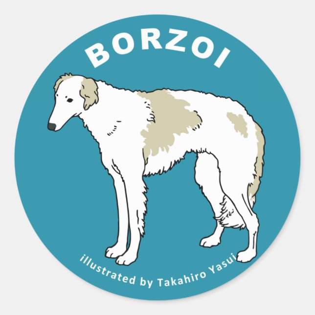 Borzoi-Aufkleber Runder Aufkleber (Vorderseite)
