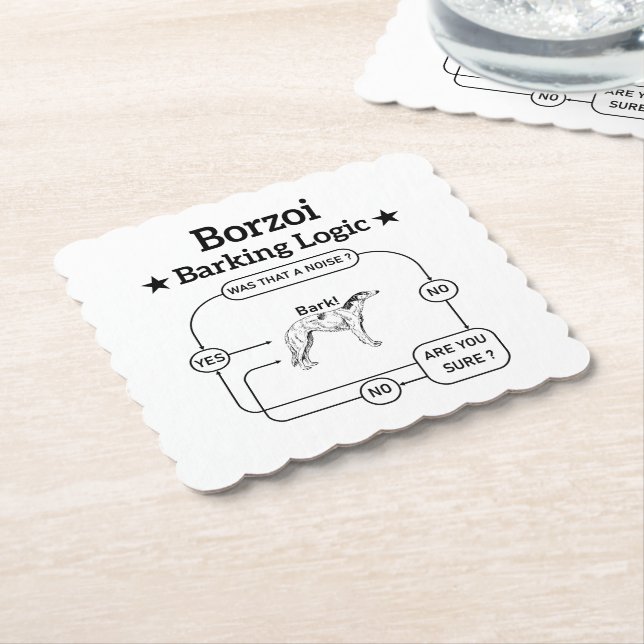 Borzoi Barking Logic Funny Dog Owner Sarcastic Untersetzer (angewinkelt)