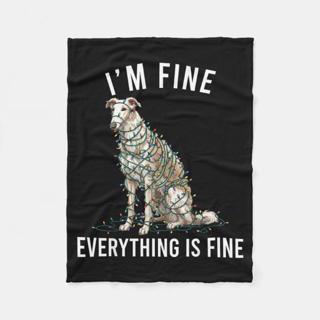 Borzoi Christmas I'm Fine Everything Is Fine  Fleecedecke (Vorderseite)