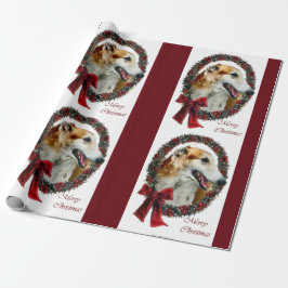 Borzoi Christmas Wreath Geschenkpapier