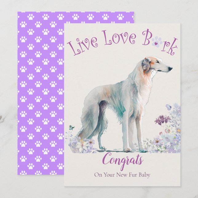 Borzoi Dog Adoption, Gotcha Tag Karte (Vorne/Hinten)