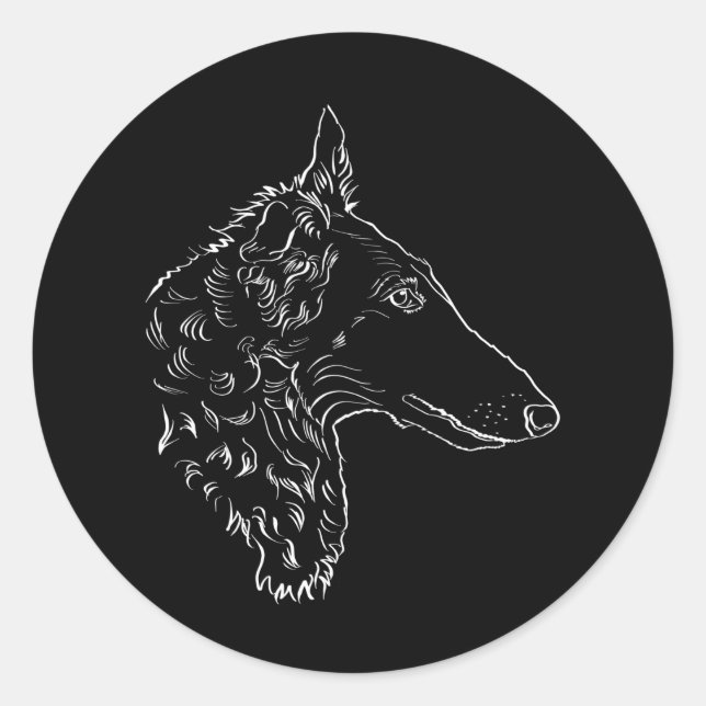 Borzoi Dog Geschenkidee Runder Aufkleber (Vorderseite)