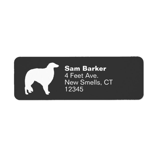 Borzoi Dog Rasse Silhouette Rücksendeadressen-Aufk (Vorne)