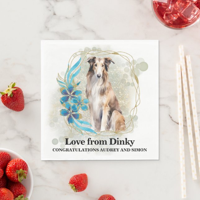 Borzoi Dog Wedding Napkins mit Hunde Foto Serviette (Beispiel)