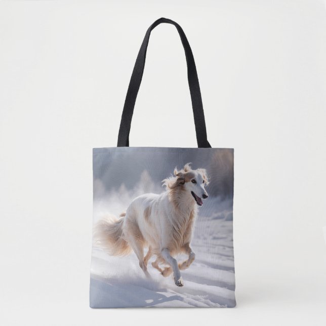 Borzoi Elegante Schultertasse Tasche (Vorderseite)