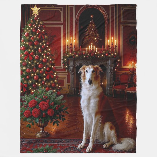 Borzoi-Feiertag Fleecedecke (Vorderseite)