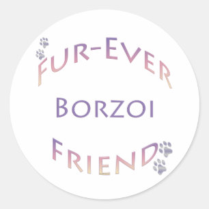 Borzoi Furever Runder Aufkleber