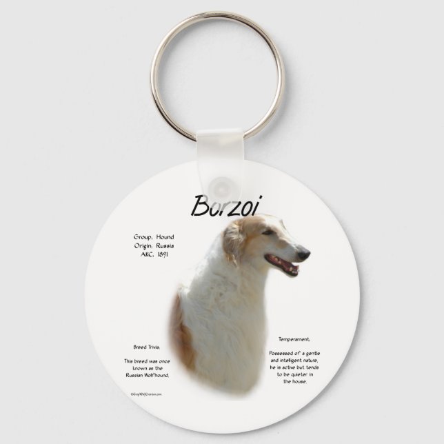 Borzoi-Geschichtsdesign Schlüsselanhänger (Vorderseite)