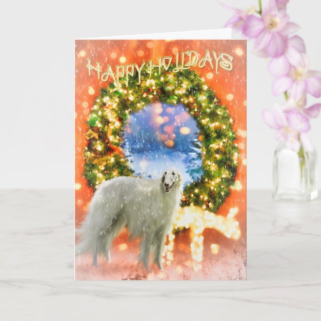 BORZOI HAPPY HOLIDAYS CHRISTMAS Card Karte (Orchidee)