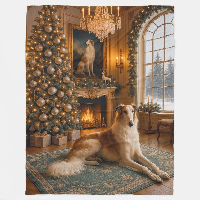 Borzoi Holiday  Fleecedecke (Vorderseite)