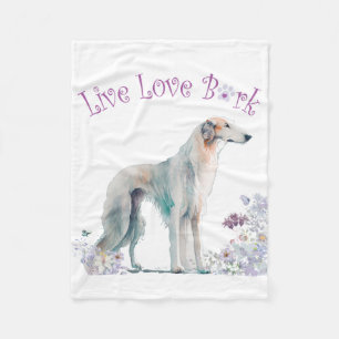 Borzoi Hund Mama Floral Fleecedecke