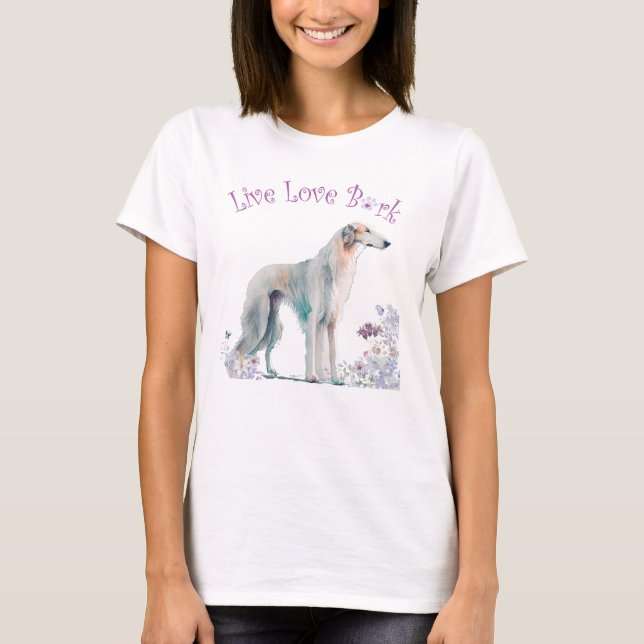 Borzoi Hund Mama Floral T-Shirt (Vorderseite)