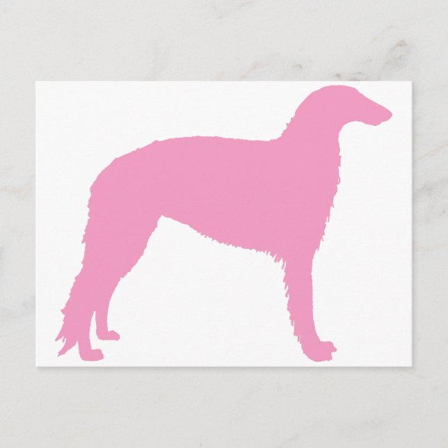 Borzoi-Hund (rosa) Postkarte (Vorderseite)
